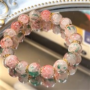( 1 Bracelet red  green)color pattern beads gradual change elasticity bracelet Korean style sweet fashion personality a