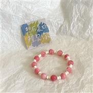 ( Bracelet  Pink)natural beads elasticity bracelet Korea sweet small fresh beads all-Purpose high woman