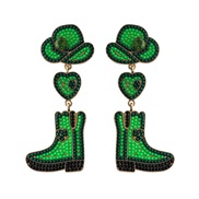 ( Style 2 green) Cowboy heart-shaped earring Alloy enamel beads mosaic personality exaggerating