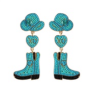 ( blue)occidental style Cowboy splice earring Alloy beads gem mosaic personality exaggerating
