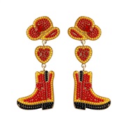( red)occidental style Cowboy splice earring Alloy beads gem mosaic personality exaggerating