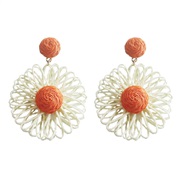 ( white)summer handmade weave three-dimensional hollow flowers earrings fresh sweet Bohemia wind