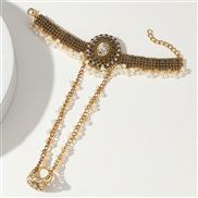 (BZ1878gujinbai)retro Bohemia ethnic style bracelet woman  diamond Pearl bracelet ring set