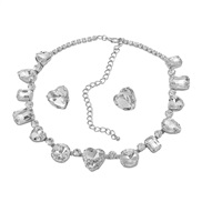 ( Silver)occidental style earrings necklace set woman heart-shaped glass diamond exaggeratingnecklace