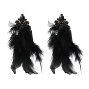 ( black)occidental style earrings feather tassel Earring woman exaggerating Bohemiaearrings