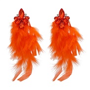 ( orange)occidental style earrings feather tassel Earring woman exaggerating Bohemiaearrings