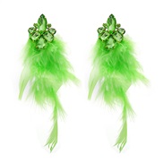 ( green)occidental style earrings feather tassel Earring woman exaggerating Bohemiaearrings