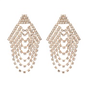 ( Gold)super claw chain occidental style exaggerating earrings woman Alloy diamond fully-jewelled chain tassel Earring