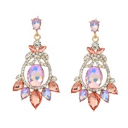 ( Pink)occidental style colorful diamond earrings fully-jewelled exaggerating woman diamond flowers Bohemia earringearr