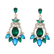 ( green)occidental style colorful diamond earrings fully-jewelled exaggerating woman diamond flowers Bohemia earringear
