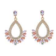 ( Pink)occidental style colorful diamond earrings fully-jewelled exaggerating Earring woman diamond drop flowers Bohemia