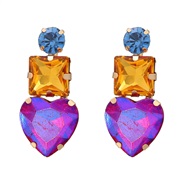 ( yellow)fashion colorful diamond occidental style earrings fully-jewelled exaggerating Earring woman square heart-shap