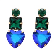 ( green)fashion colorful diamond occidental style earrings fully-jewelled exaggerating Earring woman square heart-shape