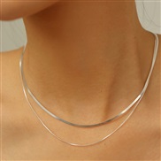 ( Silver necklace)Double layer snake necklace woman samll high titanium steel clavicle chain temperament
