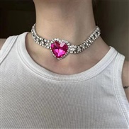 ( Silver)occidental style new exaggerating big love chain personality multilayer Rhinestone clavicle chain ladynecklace