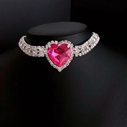 ( rose Red)occidental style new exaggerating big love chain personality multilayer Rhinestone clavicle chain ladyneckla