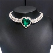 ( green)occidental style new exaggerating big love chain personality multilayer Rhinestone clavicle chain ladynecklace