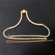 ( Gold) fashion lady chain brief Round Coin Rhinestone chain