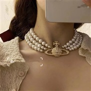 ( Gold)black same style Pearl necklace occidental style retro exaggerating fully-jewelled clavicle chain