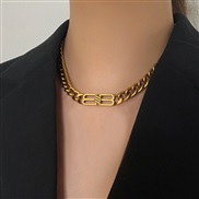 ( Gold)occidental style wind retro Double Word necklace personality chain chain man woman clavicle chain