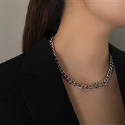 ( Silver)occidental style wind retro Double Word necklace personality chain chain man woman clavicle chain