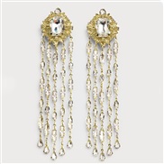 ( Gold)Rhinestone  fashion all-Purpose tassel earrings  brief rhombus woman style ear studearrings