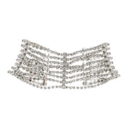( Silver) new fully-jewelled exaggerating multilayer chain  occidental style fashion Rhinestone clavicle chain  persona