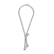 ( Silver) Rhinestone  brief temperament love necklace  drop tassel woman style chain necklace