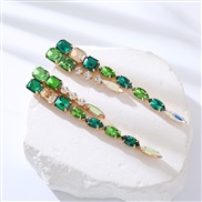 ( Green color)occidental style exaggerating geometry Earring long style glass Rhinestone tassel earrings personality tr