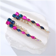 (color )occidental style exaggerating geometry Earring long style glass Rhinestone tassel earrings personality trend St