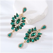 ( green)occidental style fashion colorful diamond earrings Alloy diamond high earrings fine fashion temperament luxurio
