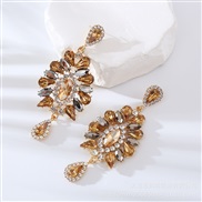 ( yellow)occidental style fashion colorful diamond earrings Alloy diamond high earrings fine fashion temperament luxuri