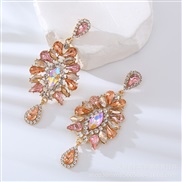 ( Pink)occidental style fashion colorful diamond earrings Alloy diamond high earrings fine fashion temperament luxurious