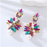 ( Color)Korean style small fresh style fully-jewelled earrings fashion temperament Pearl earrings high banquet elegant 