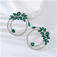 ( green)occidental style exaggerating earrings fashion embed colorful diamond temperament personality Round high Earring