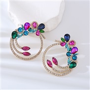 ( Color)occidental style exaggerating earrings fashion embed colorful diamond temperament personality Round high Earring