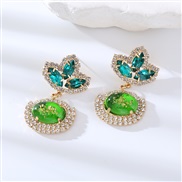 ( green)occidental style fashion personality earrings high geometry super ear stud Alloy diamond temperament Ladies