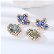 ( blue)occidental style fashion personality earrings high geometry super ear stud Alloy diamond temperament Ladies