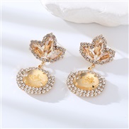 ( champagne)occidental style fashion personality earrings high geometry super ear stud Alloy diamond temperament Ladies
