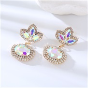 ( AB white)occidental style fashion personality earrings high geometry super ear stud Alloy diamond temperament Ladies