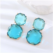 ( blue) new geometry surface Round earring resin candy colors fashion transparent brief earrings personality ear stud w