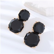 ( black) new geometry surface Round earring resin candy colors fashion transparent brief earrings personality ear stud 