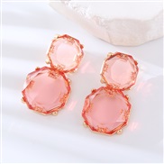 ( champagne) new geometry surface Round earring resin candy colors fashion transparent brief earrings personality ear s