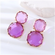 (purple) new geometry surface Round earring resin candy colors fashion transparent brief earrings personality ear stud 