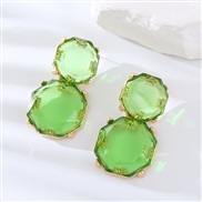 ( green) new geometry surface Round earring resin candy colors fashion transparent brief earrings personality ear stud 