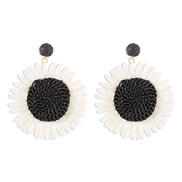 ( black)Bohemia weave flowers Earring  retro exaggerating day Street Snap earrings