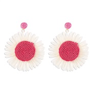 ( rose Red)Bohemia weave flowers Earring  retro exaggerating day Street Snap earrings