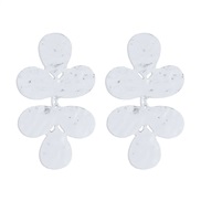 ( White k)occidental style fashion exaggerating flowers splice earrings  retro Metal three clover earring Alloy Earring