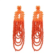( orange)summer beads earrings occidental style Earring woman Acrylic Beads weave chain tassel Bohemia