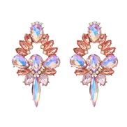 ( Pink) style colorful diamond earrings occidental style exaggerating Earring woman Alloy diamond fully-jewelledearrings